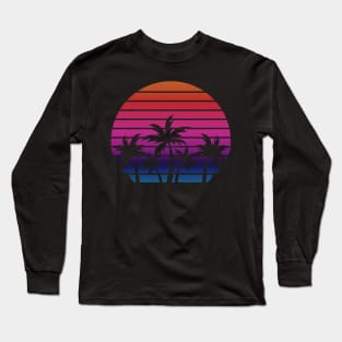 Palm Tree Silhouetted Sunset Long Sleeve T-Shirt